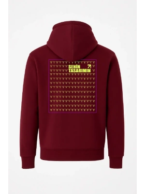 Arka Tam Fermuarlı Kapüşonlu weathirt  Bordo