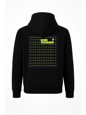 Arka Tam Fermuarlı Kapüşonlu weathirt  iyah