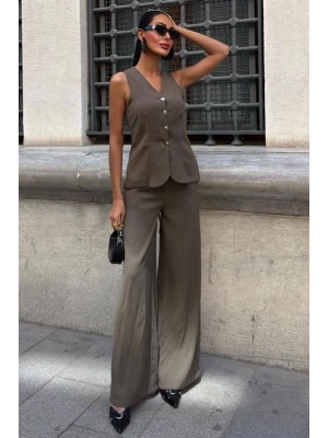 Arkası Bağcıklı Yelek Plazza Pantolon Modal Takım 1020208