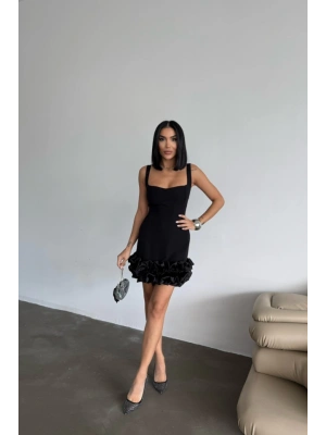 ASKII KISA DAR EBİSE ETEKUCU TASARIM KATI  Siyah