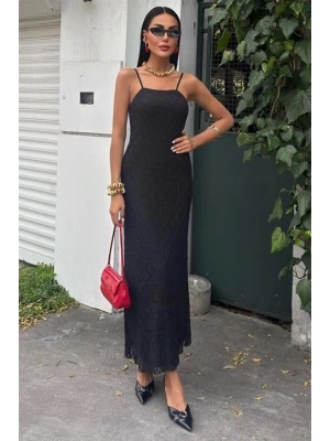 Askıları Ayarlanabilir Örme Dantel Elbise 2879