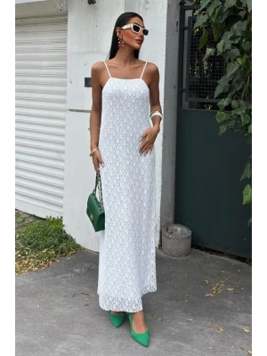 Askıları Ayarlanabilir Örme Dantel Elbise 2879