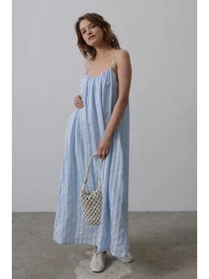 Askılı Çizgi Desen Elbise  Bebe avisi