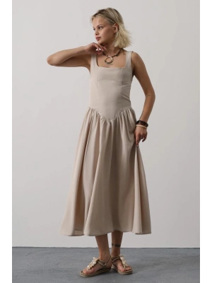 Askılı Uzun Elbise  Taş