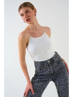 Askısı Lastikli Atlet  Ekru