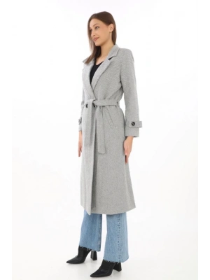 Astarlı Balık Sırtı Kaşmir Kaşe Kaban  Gri