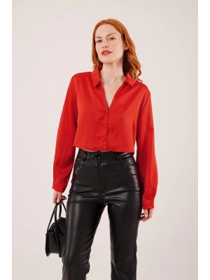 aten Crop odel Kırmızı Gömlek