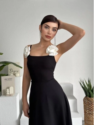 atilda Gül İp Askılı Elbise