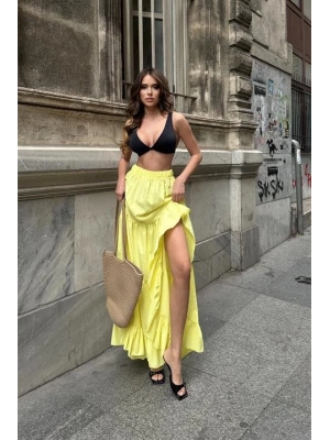 Audrey Fıfrlı Yırtmaç Detay Etek 4037