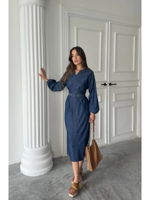 avi Tencel Uzun Kollu Elbise