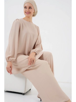 Ayrobin Tunik Pantolon Alt Üst Takım 6712  Krem