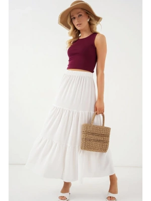 Ayrobin Uzun Etek 8048  Beyaz