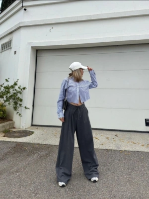 Bağcıklı Palazzo Bol Paça Pantolon  Gri