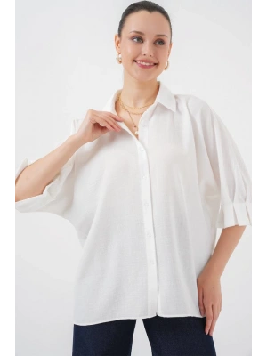Bağlama Detaylı Ayrobin Gömlek 20290  Beyaz