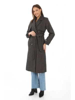 Balık ırtı Kaşmir Uzun Kaşe Kaban  Kahverengi