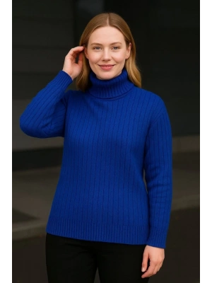 Balıkcı Yaka Bağazlı Triko Kazak Pamuklu Kalın Fitilli Dokuma  aks avisi