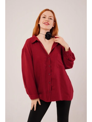 Basic Oversize Bordo Gömlek