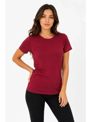 Basic Tişört Bisiklet Yaka Kısa Kol Günlük Yazlık lim Fit Thirt  Bordo