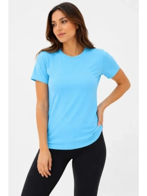 Basic Tişört Bisiklet Yaka Kısa Kol Günlük Yazlık lim Fit Thirt  Turkuaz