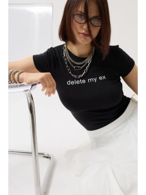 Baskılı Likralı Crop TShirt