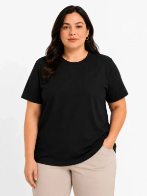 Battal Big Size Basic Tişört Bisiklet Yaka Rahat Kalıp TShirt  Siyah