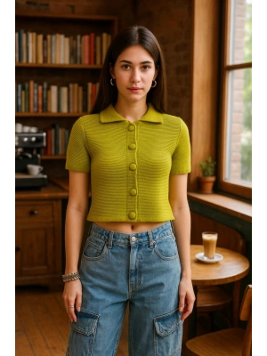 Bebe Yaka Düğmeli Bluz