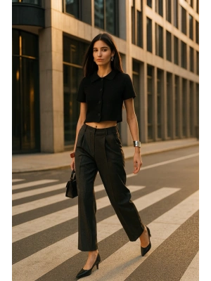 Bebe Yaka Düğmeli Bluz