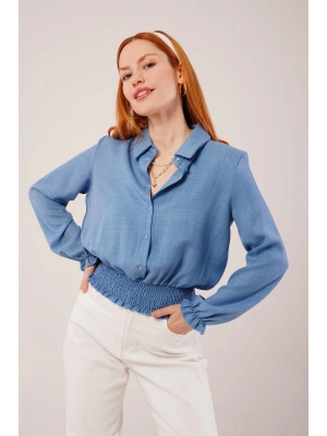 Bel Ve Bilek Lastikli Mavi Bluz