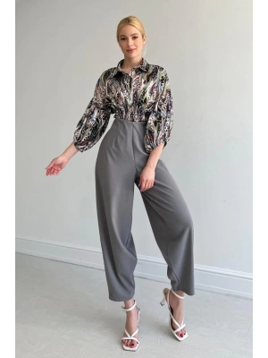 Beli Lastikli Saten Gömlek  Yeşil