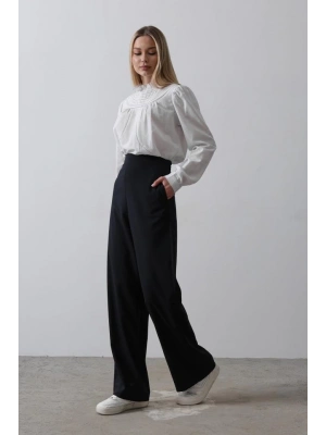 Beli Yarım Lastikli Palazzo Pantolon  Lacivert