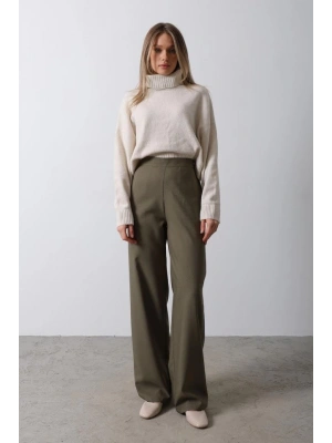 Beli Yarım Lastikli Palazzo Pantolon  Haki