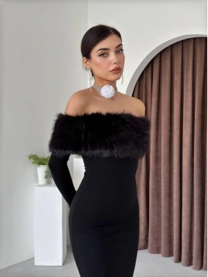 Bestia traplez Tüy Detaylı Elbise