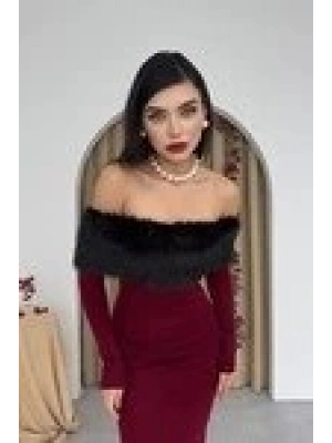 Bestia Straplez Tüy Detaylı Elbise