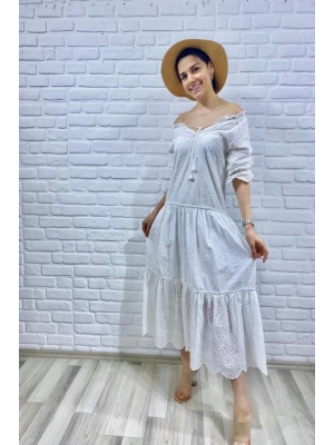 Beyaz Dantelli New Elbise