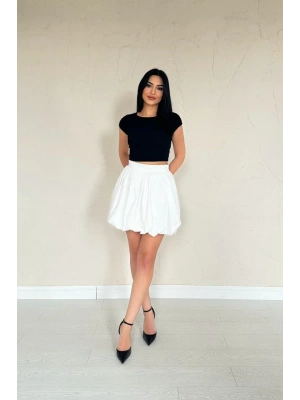 Beyaz Poplin Balon Etek