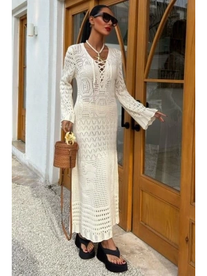 Birit Detaylı Ajurlu Elbise 2838