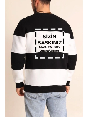 Bisiklet Yaka Parçalı Özel Üretim weatshirt iyah