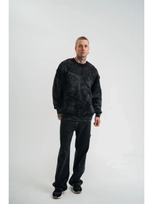 Bisiklet Yaka Yıkamalı Asimetrik Kesim weathirt  iyah