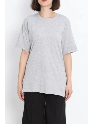 Büyük Beden Duble Kol Tişört Gri