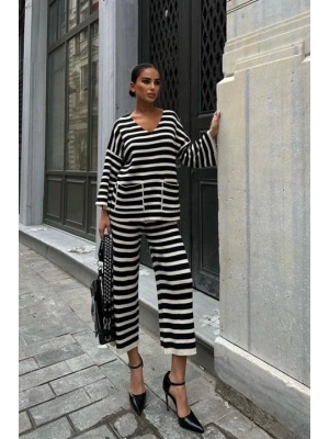 Candy Çizgili Straight Fit Pantolon Takım 9705015