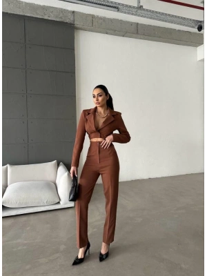 CEKET YAKA BEL DEKOLTELİ TULUM  Acı Kahve