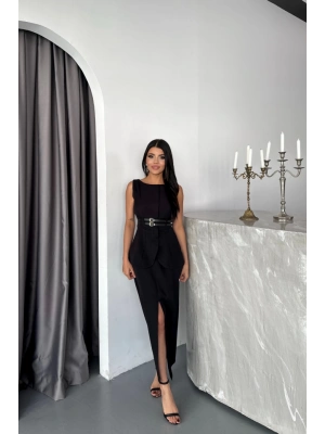 CEKETETEK GÖRÜNÜMLÜ ELBİEÇİFT KEMER DETAYLI  iyah