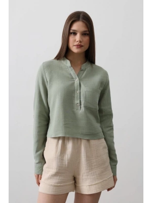 Cepli Hakim Yaka Bluz  Haki