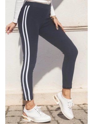 Çift Şeritli Tayt Lacivertbeyaz