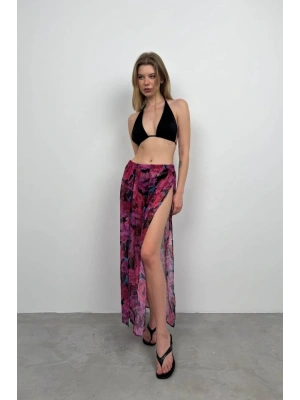 Çift Yırtmaçlı Desenli Pareo