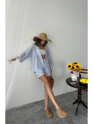 ÇİZGİİ TUNİK ŞORT TAKI  avi