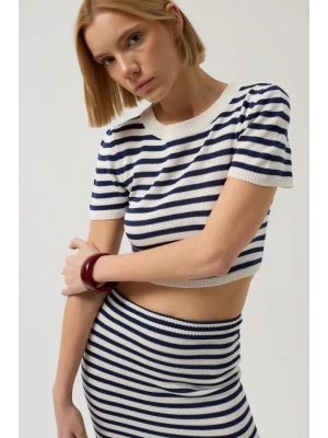 Çizgili Bisiklet Yaka Crop