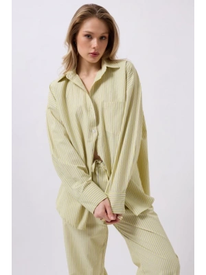 Çizgili Cep Detay Gömlek