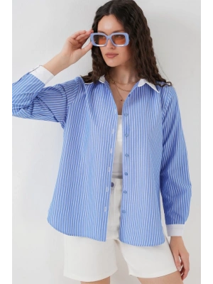 Çizgili Gömlek 20288  Mavi