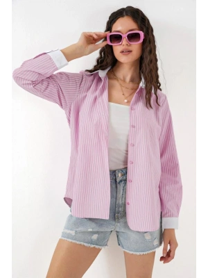 Çizgili Gömlek 20288  Pembe